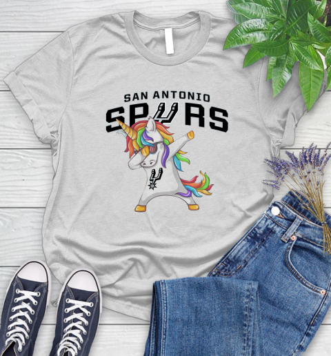 San Antonio Spurs NBA Basketball Funny Unicorn Dabbing Sports Women's T-Shirt