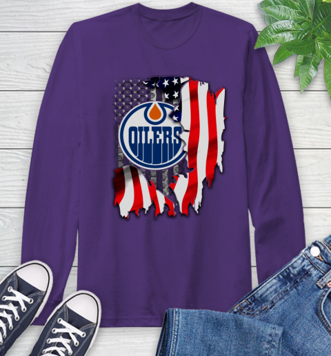 Edmonton Oilers NHL Hockey American Flag Long Sleeve T-Shirt 5