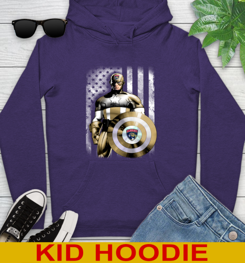 Florida Panthers NHL Hockey Captain America Marvel Avengers American Flag Shirt Youth Hoodie 5