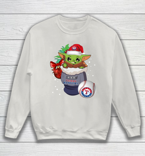 Texas Rangers Christmas Baby Yoda Star Wars Funny Happy MLB Sweatshirt 10
