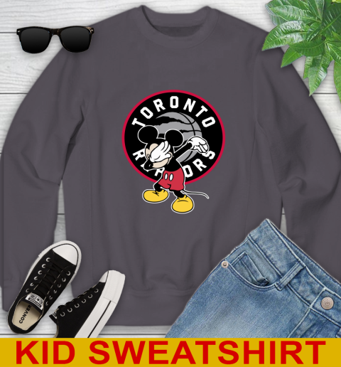 Toronto Raptors NBA Basketball Dabbing Mickey Disney Sports Youth Sweatshirt 6