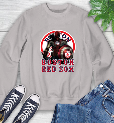 MLB Captain America Thor Spider Man Hawkeye Avengers Endgame Baseball Boston Red Sox Sweatshirt 12
