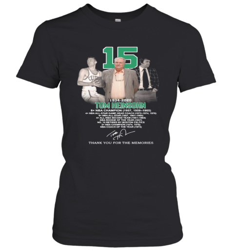 15 Tom Heinsohn 1934 2020 Thank You For The Memories Signature Women's T-Shirt