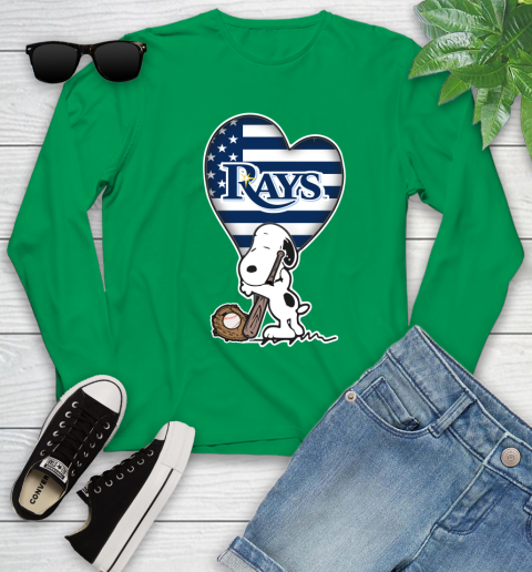 Tampa Bay Rays MLB Baseball The Peanuts Movie Adorable Snoopy Youth Long Sleeve 6