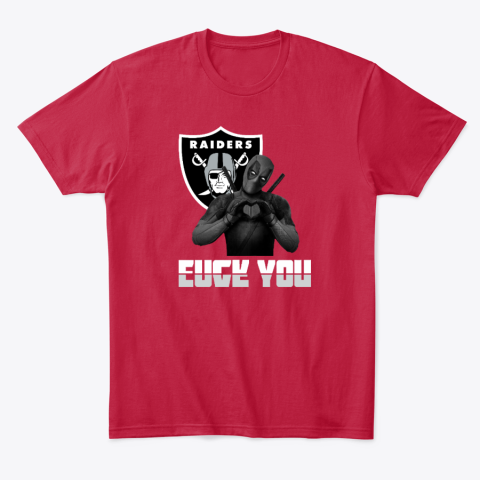 o8wt oakland raiders deadpool love you fuck you classic t shirt 2 front red