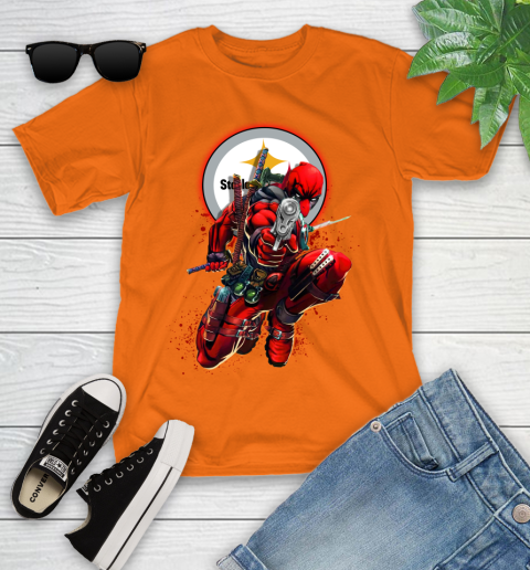 NFL Deadpool Marvel Comics Sports Football Pittsburgh Steelers Youth T-Shirt 7