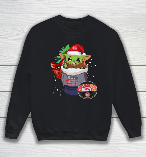 Atlanta Hawks Christmas Baby Yoda Star Wars Funny Happy NBA Sweatshirt
