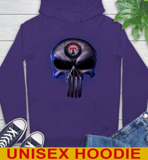 Texas Rangers MLB Baseball Punisher Skull Sports Hoodie - Image 6