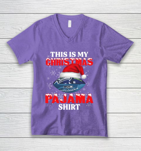 Seattle Seahawks This Is My Christmas Pajama Shirt NFL V-Neck T-Shirt 8