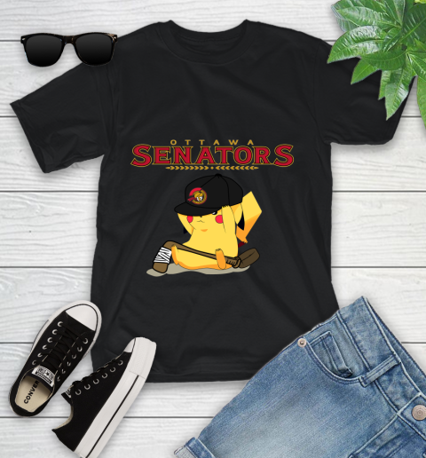 NHL Pikachu Hockey Sports Ottawa Senators Youth T-Shirt 2