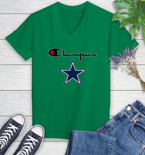 NFL Football Dallas Cowboys Champion Shirt Women's V-Neck T-Shirt 3