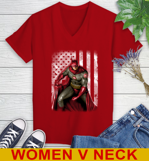 Atlanta Hawks NBA Basketball Batman DC American Flag Shirt Women's V-Neck T-Shirt 10