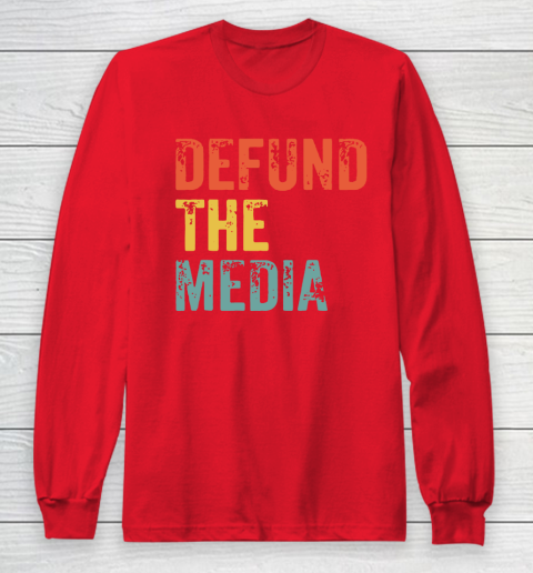 Defund The Media Retro Vintage Long Sleeve T-Shirt 10