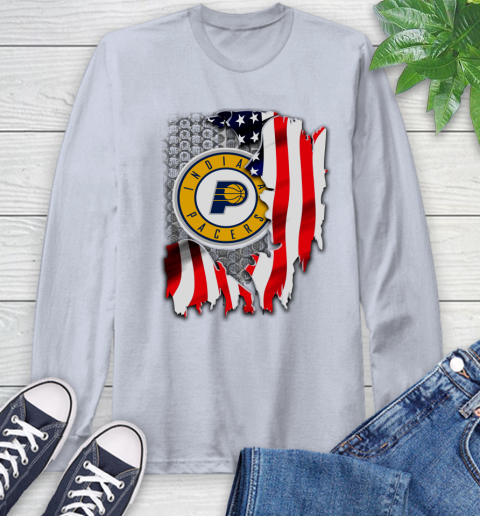 Indiana Pacers NBA Basketball American Flag Long Sleeve T-Shirt 6
