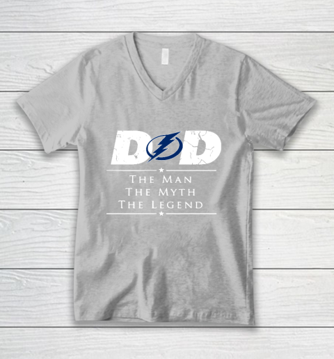 Tampa Bay Lightning NHL Ice Hockey Dad The Man The Myth The Legend V-Neck T-Shirt 3