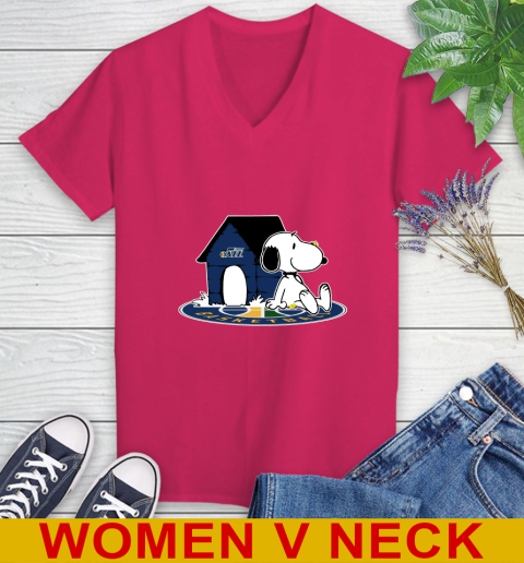 NBA Basketball Utah Jazz Snoopy The Peanuts Movie Shirt Women's V-Neck T-Shirt 10
