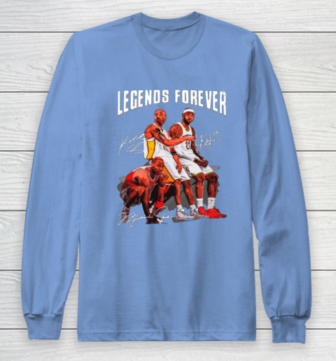 Kobe Bryant Lebron James And Michael Jordan Legends Forever Signatures Long Sleeve T-Shirt 8