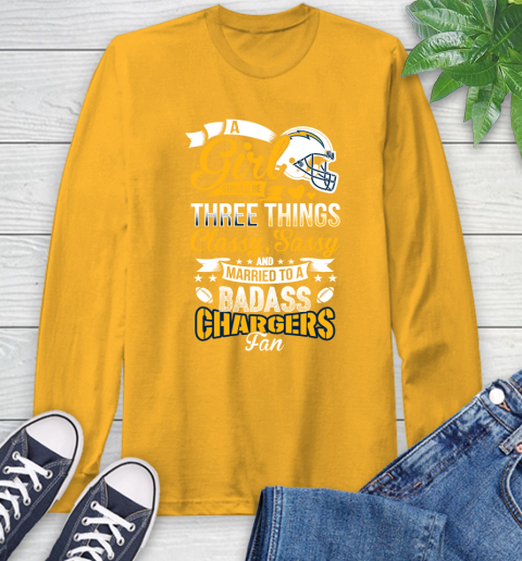 San Diego Chargers NFL Football A Girl Should Be Three Things Classy Sassy And A Be Badass Fan Long Sleeve T-Shirt 2