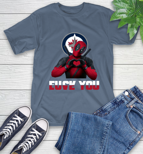 NHL Winnipeg Jets Deadpool Love You Fuck You Hockey Sports T-Shirt 8