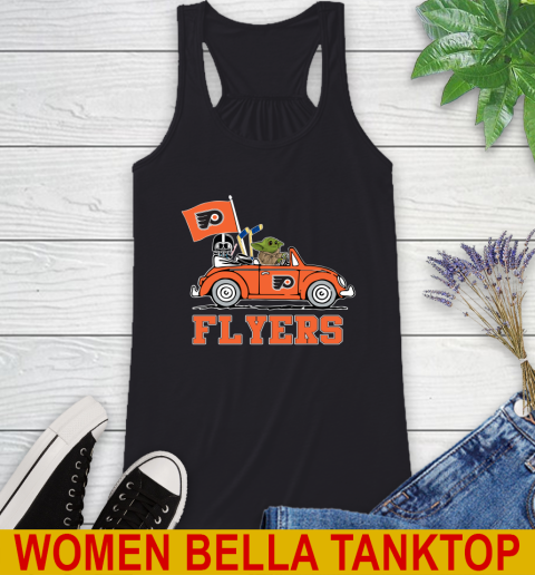 NHL Hockey Philadelphia Flyers Darth Vader Baby Yoda Driving Star Wars Shirt Racerback Tank 2