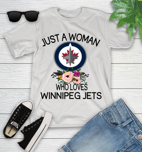 NHL Just A Woman Who Loves Winnipeg Jets Hockey Sports Youth T-Shirt