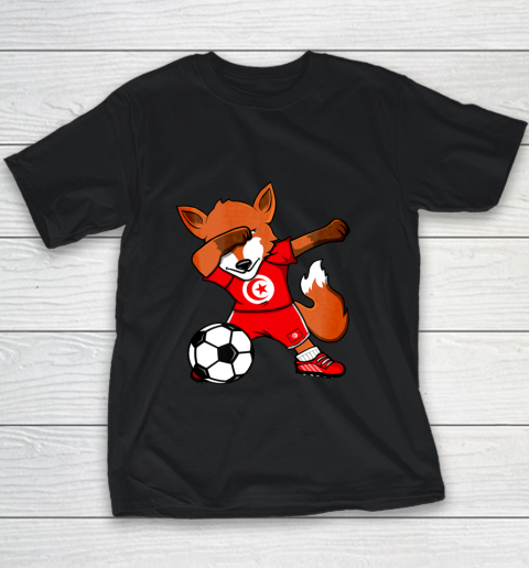 Dabbing Fox Tunisia Soccer Fans Jersey Tunisian Football Fan Youth T-Shirt