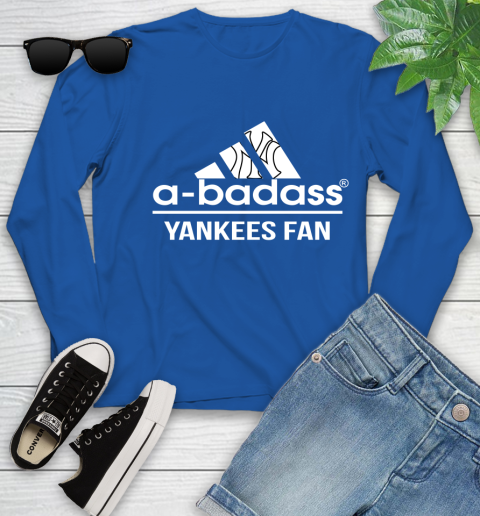 MLB A Badass New York Yankees Fan Adidas Baseball Sports Youth Long Sleeve 10