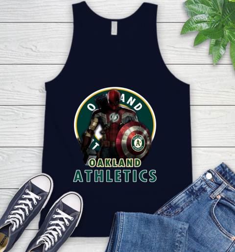MLB Captain America Thor Spider Man Hawkeye Avengers Endgame Baseball Oakland Athletics Tank Top 3