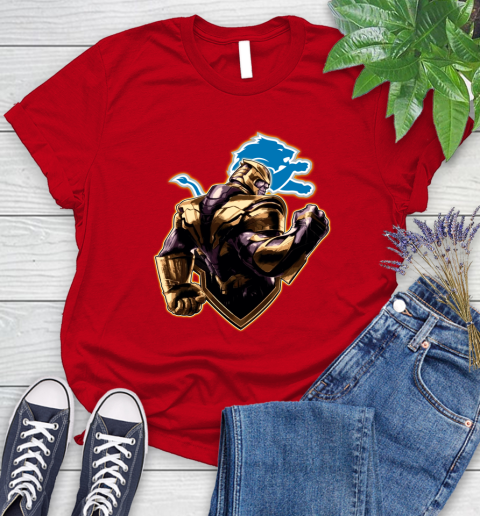 NFL Thanos Avengers Endgame Football Sports Detroit Lions Women's T-Shirt 9
