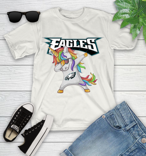Philadelphia Eagles NFL Football Funny Unicorn Dabbing Sports Youth T-Shirt