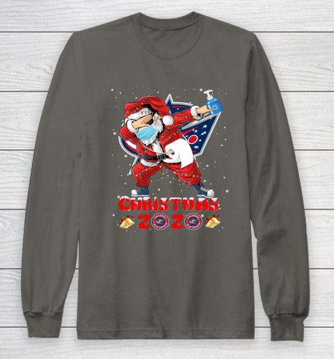 Columbus Blue Jackets Funny Santa Claus Dabbing Christmas 2020 NHL Long Sleeve T-Shirt 5