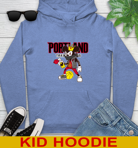 Portland Trail Blazers NBA Basketball Mickey Peace Sign Sports Youth Hoodie 12