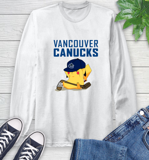 NHL Pikachu Hockey Sports Vancouver Canucks Long Sleeve T-Shirt