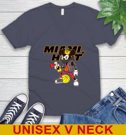 Miami Heat NBA Basketball Mickey Peace Sign Sports V-Neck T-Shirt 8