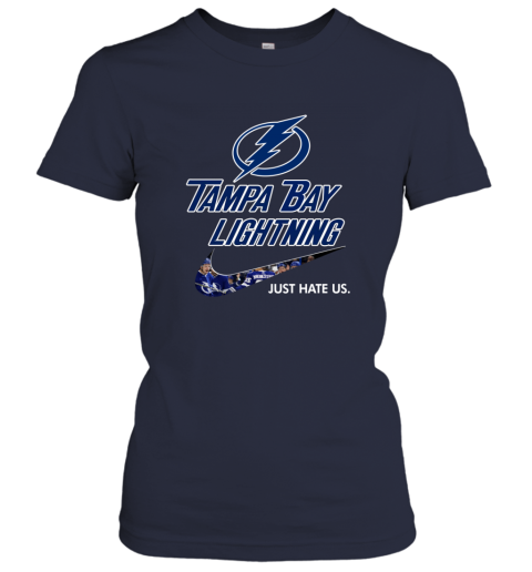 NHL Tampa Bay Lightnings x Nike Just Hate Us qu11 nhltampa bay lightnings x nike just hate us ladies t shirt 20 front navy