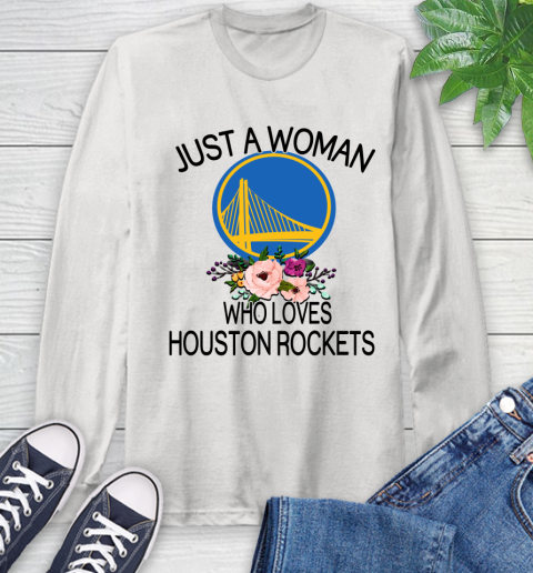 NBA Just A Woman Who Loves Houston Rockets Basketball Sports Long Sleeve T-Shirt