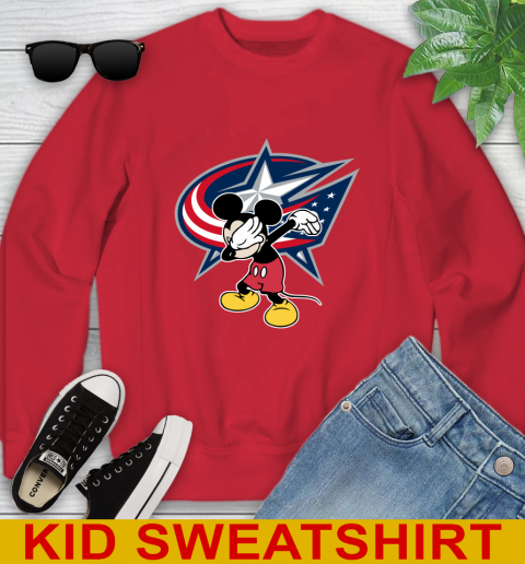 Columbus Blue Jackets NHL Hockey Dabbing Mickey Disney Sports Youth Sweatshirt 8
