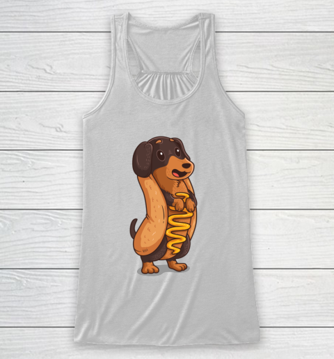 Wiener Dog Hotdog Bun Dachshund Funny Foodie Gift Hot Dog Racerback Tank