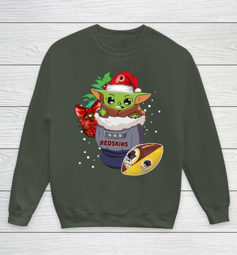 Washington Redskins Christmas Baby Yoda Star Wars Funny Happy NFL Youth Sweatshirt 10