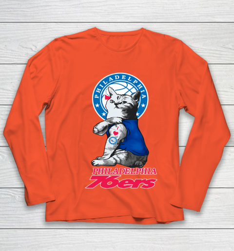 NBA Basketball My Cat Loves Philadelphia 76ers Youth Long Sleeve 4 NBA Basketball My Cat Loves Philadelphia 76ers Youth Long Sleeve - Image 4