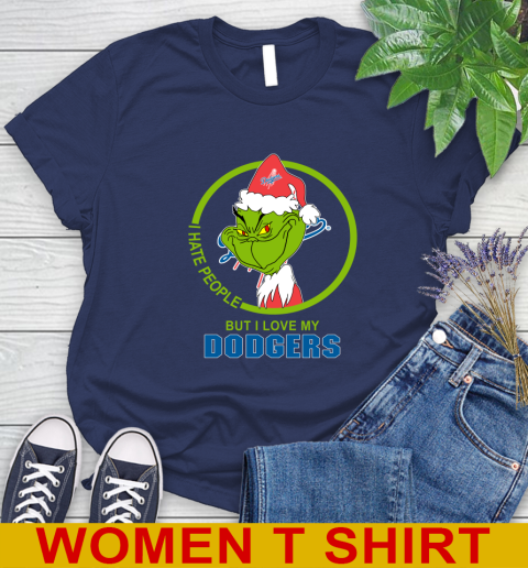 Los Angeles Dodgers MLB Christmas Grinch I Hate People But I Love My Favorite Baseball Team Women's T-Shirt 12