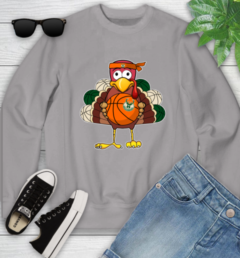 Milwaukee Bucks Turkey thanksgiving day Youth Sweatshirt 4