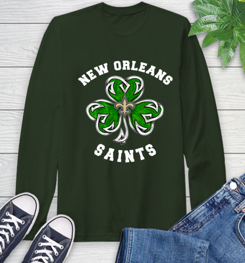 NFL New Orleans Saints Three Leaf Clover St Patrick's Day Football Sports Long Sleeve T-Shirt 7