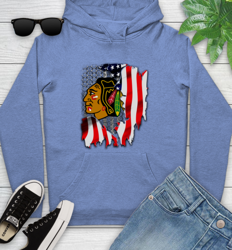 Chicago Blackhawks NHL Hockey American Flag Youth Hoodie 13