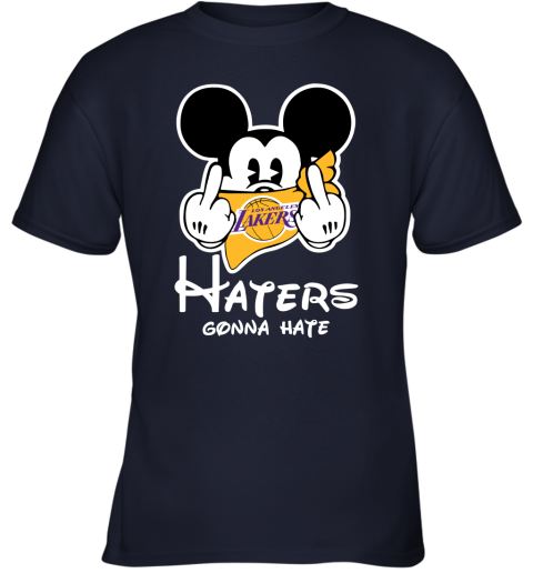 NBA Los Angeles Lakers Haters Gonna Hate Mickey Mouse Disney Basketball T  Shirt Youth Long Sleeve