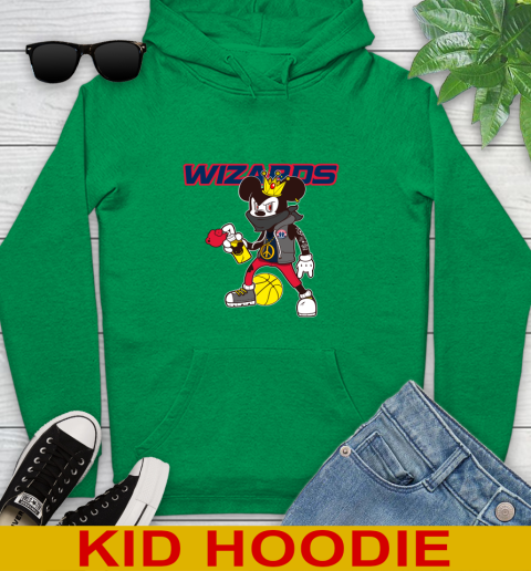 Washington Wizards NBA Basketball Mickey Peace Sign Sports Youth Hoodie 8