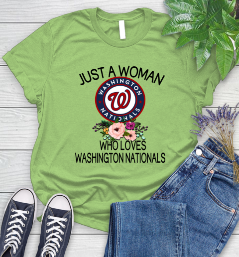 MLB Just A Woman Who Loves Washington Nationals Baseball Sports Women's T-Shirt 7