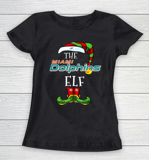 Miami Dolphins Christmas ELF Funny NFL Women's T-Shirt