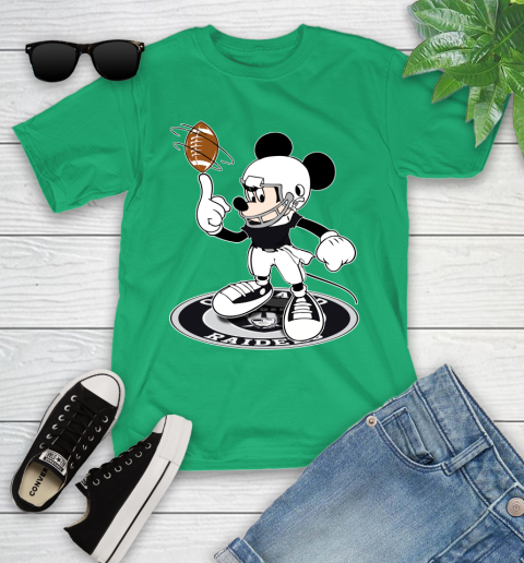 NFL Football Oakland Raiders Cheerful Mickey Disney Shirt Youth T-Shirt 6