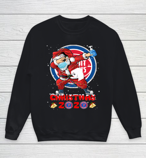 Detroit Pistons Funny Santa Claus Dabbing Christmas 2020 NBA Youth Sweatshirt